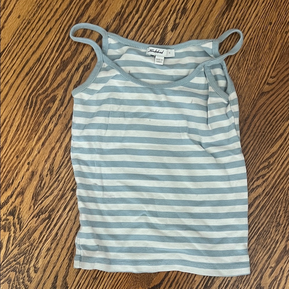 Subdued striped Blue and White Tank Top